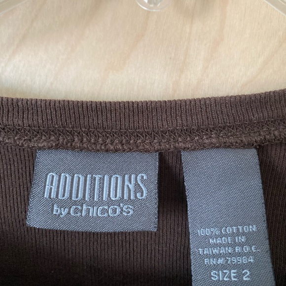 Chico's Additions Dark Brown Floral Top Women’s Size Large/Chico’s Size 2 - Picture 2 of 3